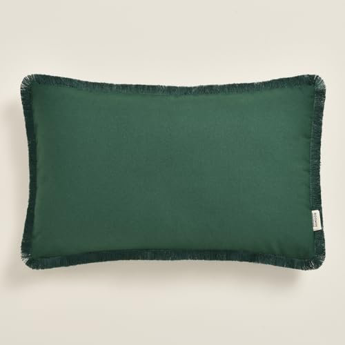 ROOM99 Boca Chica 30 x 50 cm Funda de cojín Decorativa Decorativa astética Moderna Dormitorio salón Bohemio algodón Verde Oscuro, 1 Unidad