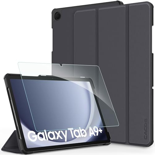 CACOE Funda Compatible con Samsung Galaxy Tab A9+/ A9 Plus 2023 11 Pulgadas– Ultra Slim PU Protectora Carcasa con Función de Soporte función Atril, con Pellicola Protettiva,Gris Oscuro