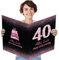 Yibat Geburtstagskarte 40 Happy Birthday Geburtstagskarte Groß 55x35cm Rosegold Gästebuch Karten Grußkarte Geburtstag für Kinder Erwachsener Frauen Männer