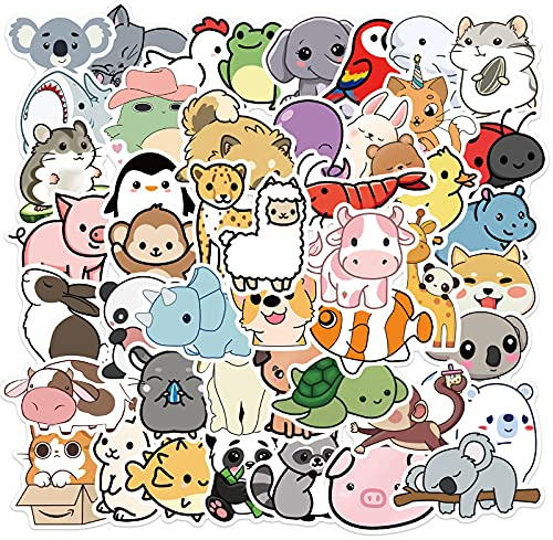 Süße Tiere Aufkleber 50 Stück | Tieraufkleber | Koala | Elefant | Löwe | Laptop | Kinder | Erwachsene | Sticker-Blätter | Koffer