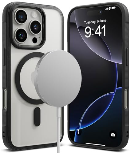 Ringke for iPhone 16 Pro Case, Fusion Bold (Magnetic Black) | Compatible with MagSafe, Rugged & Shockproof Bold Frame, Anti-Scratch Transparent Back, Non-Slip Side Grip
