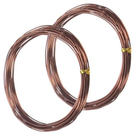 M METERXITY 2-Rollos de Alambre de Entrenamiento para Bonsái de 1 mm, Total de 32.8 Pies de Alambre de Aluminio Anodizado para la Forma de Árboles Bonsái [16.4 pies Cada Uno, Bronce]