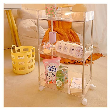 Moderner Beistelltisch aus transparentem Acryl auf Rollen für Wohnzimmer oder Schlafzimmer, stilvoller Beistelltisch mit Mobilität