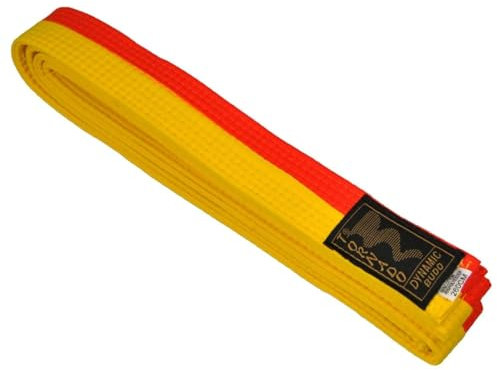 TEKKA BUDO Kampfsport Gürtel Gelb-Orange mittig geteilt 2-farbig - Budogürtel halb halb gestreift, Karate, Judo, Taekwondo, Ju-Jutsu - 240 cm