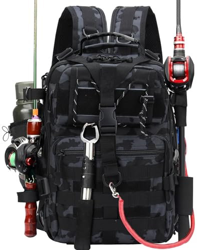 Aceshop Large Capacity Military Tactical Fishing Backpack - Multi-Purpose Camouflage Storage Bag for Hunting