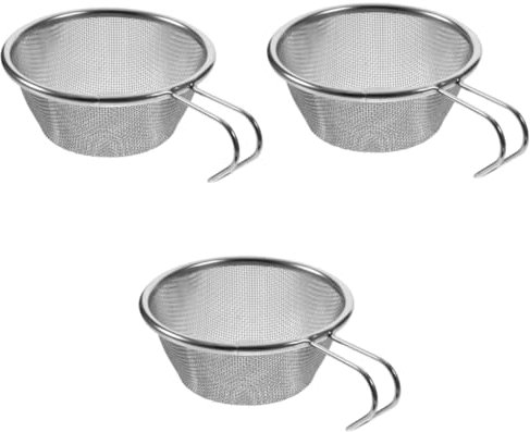 BESPORTBLE 3pcs Mesh Spoon Food Fine Soaking Serving Mug Nut Milk Maker Cookware Camping Titanium Cup Seive Lid Cooking Kit Cutlery Rice Washer Strainer Bowl Mate Silver Stainless Steel