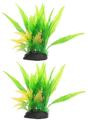 Happyyami 2 Stück Künstliche Aquarium Pflanzen Aus Kunststoff Realistische Faux Pflanzen Dekoration Für Aquarien Fischbehälter Und Terrarien Ideal Für Betta Fische Und Andere