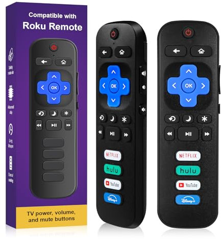 Replacement-Remote-Control for Roku-TV,Compatible for TCL Roku/Hisense Roku/Onn Roku/Philips Roku Smart TVs(Pack of 2)(Not for Roku Stick and Box)
