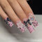 24 Pieces Long Coffin Wear Press On Nails & False Nails, with Black Wide French Edges, for Women and Girls Fashion Nail Tips Cool Nails Decorated
