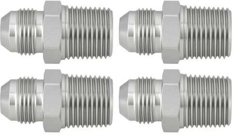 Briny River 4x Adaptateur Hydraulique en Acier 4 Pièces 1/2 JIC 37 Degrés Mâle Vers 1/2 NPT Mâle 2404-08-08