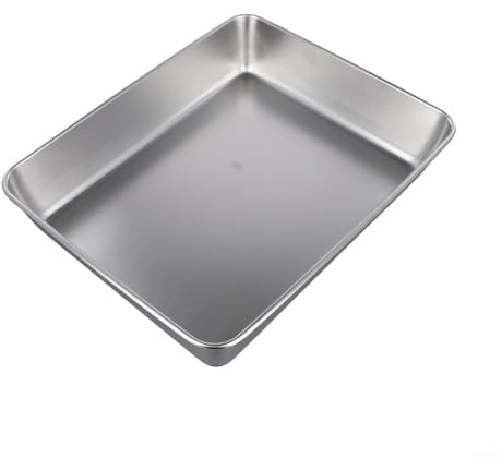 RichVibe Mehrzweck-Edelstahl-Tablett, spülmaschinenfest, rechteckig, für Küche, Esszimmer, stabiles Mahlzeiten-Servierer, spülmaschinenfest, Tablett (30 x 25 x 5,5 cm)