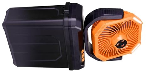 Fazvncv Ventilateur brumisateur rechargeable avec seau de 6 L télécommandé, 3 buses de brumisation, ventilateur de refroidissement extérieur alimenté par batterie pour le camping