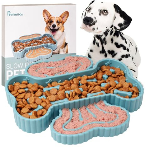 Petmmoon Slow Feeder Hundenapf, Leckmatte für Hunde mit Saugnäpfen, Trocken und Nass Interaktive Puzzle Hundefutterschalen zur Angstlinderung, Silikon Hunde Fütterungsmatte Pad Dish für langsames
