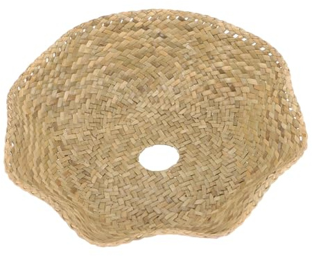 Toyvian Abat-jour Suspendu Bambou Tressé Lampe à Suspension Rustique Paille Ombre Douce pour Lustre Décoratif Style Campagne Naturel