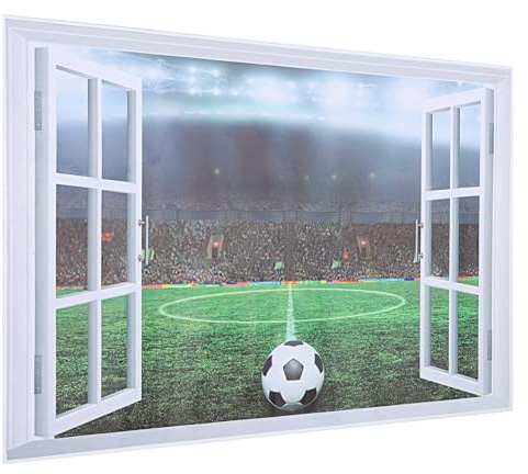TOBBOMEY 3d Fußball Wandaufkleber Fensteroptik Abnehmbar Sport Wanddekoration Jungen Zimmer Wohnzimmer