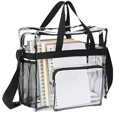 Cjytdkj Durchsichtige Tasche, Transparente Tasche, 28x13x27cm Clear Bag | PVC Wasserdicht, Einkaufstasche Clear Bag mit Griff, Schultertasche für Arbeit Fitnessstudio Konzerte Sportwettbewerbe
