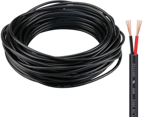 ZoZoMaiy 10 Meter 2 Core Round Cable, 24AWG Electrical Cable, 2 Core Mains Cable, 2x0.2mm² Flexible Tinned Copper Cables, for Extension Power Wire Home Small Electrical Wiring