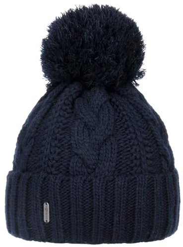 McBURN Giant Bommelmütze Damen - Made in Italy Wintermütze Bommelmützen Strickmütze mit Umschlag, Futter, Futter Winter Herbst-Winter - One Size dunkelblau