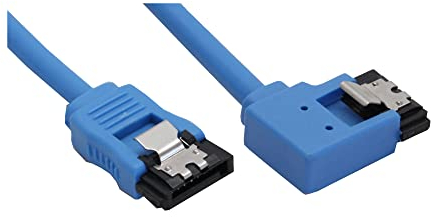 InLine 27705L SATA 6Gb/s Anschlusskabel rund, abgewinkelt links, blau, mit Lasche, 0,5m