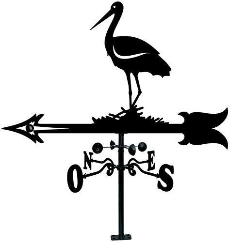 Arthifor Girouette de toit avec silhouette de cigogne Noir satiné