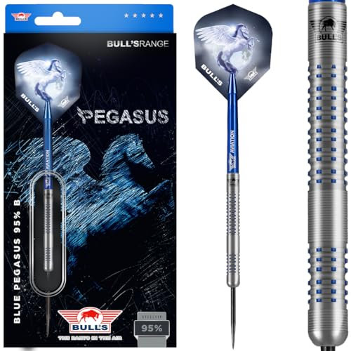 BULL'S Blue Pegasus B 95% Tungsten Dartpfeile für jeden Spieler - Phantom and Pixel Grip - professionelle Dartpfeilen - 25 Gramm