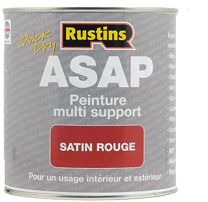 Pintura satinada multiusos de secado rápido para interiores y exteriores - 500ml color rojo (ASAPRD500FR)