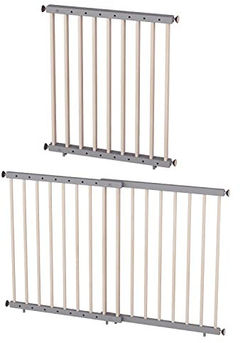 Sämann Treppenschutzgitter Türschutzgitter 62-110 cm - Nicht schwenkbar - ohne Bohren - extra hoch zum Klemmen - für Baby Hund - Holz grau/Natur