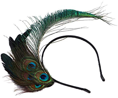 Lurrose Pfauenfeder Stirnband Faszinator- Stirnband Pfau- Stirnband- Klapper- Kopfschmuck für Frauen- Hochzeitste- Party Karnevalsfeder Haarband
