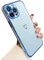ZTOFERA Compatible with iPhone 13 Pro Max (6.7) Case for Girls Women, Flexible Silicone Phone Case with Cute Heart Pattern Golden Edging Shockproof Protective Bumper Cover, Sierra Blue