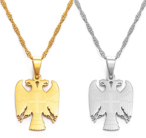 Serbien Adler Karte Anhänger Halskette – Country Outline Totems Charm Kette Patriotischer Zierlicher Schmuck, Serbischer Ethnischer Stil Hip-Hop Damen Herren Mädchen Unisex Geschenke, 2 Stück