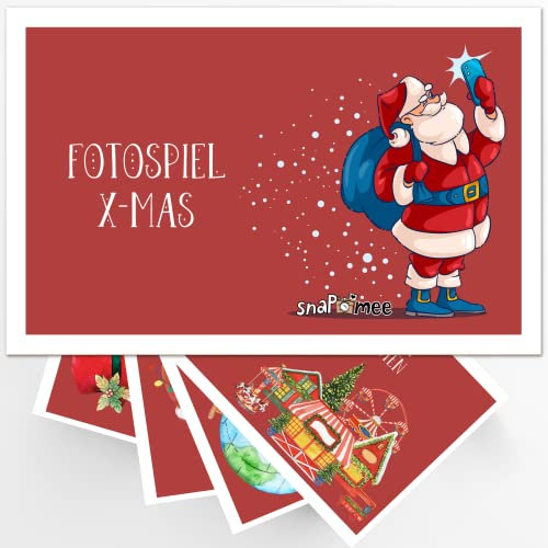Fotospiel Weihnachtsfeier by snaPmee - Weihnachtsspiel mit 30 Fotoaufgaben für Gäste - Partyspiel an Weihnachten für Erwachsene & Kinder