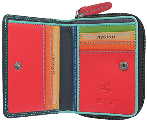 Visconti Rainbow Leather Damen Geldbörse Stil RB53 RFID Blocking, Schwarz/Rhumba, Einheitsgröße, Modern