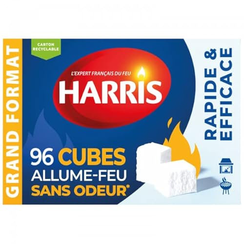 Cubes allume feu - Sans odeur - Barbecue - Cheminées - 96 cubes - Harris