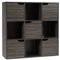 COSTWAY Bücherregal mit 5 Türen und 9 Fächern, Standregal, Büroregal freistehend, Aufbewahrungsregal für Wohnzimmer, Schlafzimmer, 90 x 29 x 90 cm, Grau