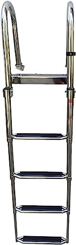 DYNCDW 4-Stufen-Schwimmbadleiter, Deckleiter Mit Pedal-Handlaufleiter, Stegleiter Mit Extra Breiter Stufe, Robuste Poolleiter Aus Edelstahl