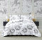 3 PCS Patchwork Bedspread Quilted Bed Throw Single Double King Size Bedding Set (Vintage Floral Grey, King)