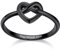 Bestyle Schwarz Herz Ring Silber 925 Damenring mit Text Gravur Knotted Heart Fingerring Personalisierbarer Silberring dünner Vorsteckringe, Ringgröße 62