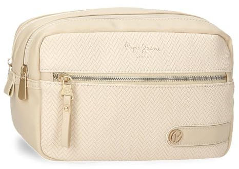 Pepe Jeans Sprig Casual Damenrucksack, Handtasche, Geldbörsen und Geldbörsen, RFID-System, Kunstleder von Joumma Bags, Beige, Talla única, Kulturbeutel