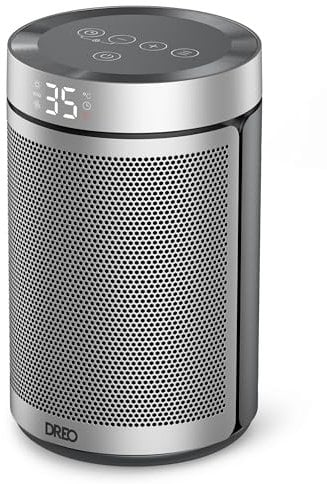 Dreo Electric Heater, 1500W Energy Efficient Space Silent Room Heater, Portable Ceramic Fan Heaters, Thermostat 3 Modes 12H Timer, Overheat & Tip Over Protection, for Bedroom, Atom 316, Silver