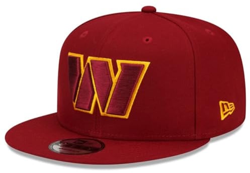 New Era NFL 9FIFTY Team Color Adjustable Snapback Hat Cap - One Size, Washington Commanders - Red, One Size