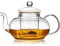 MESNEY Tetera para Infusiones de 800 ml con Infusor de Cristal de Borosilicato, Tetera de Cristal para Té Suelto y de Hierbas, con Tapa para Casa y Oficina