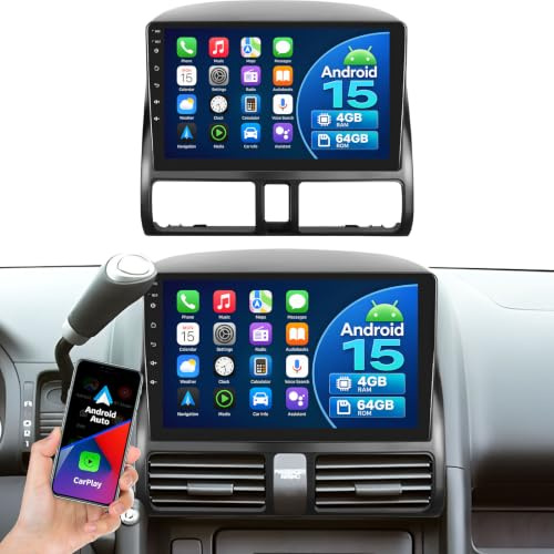 OiLiehu 4G+64G 8 Kern Qualcomm Snapdragon Android 15 Autoradio für Honda CRV 2001-2006 Doppel Din CarPlay Android Auto 9 Autoradio Mit Bildschirm mit Bluetooth FM RDS GPS WiFi SWC DSP/EQ