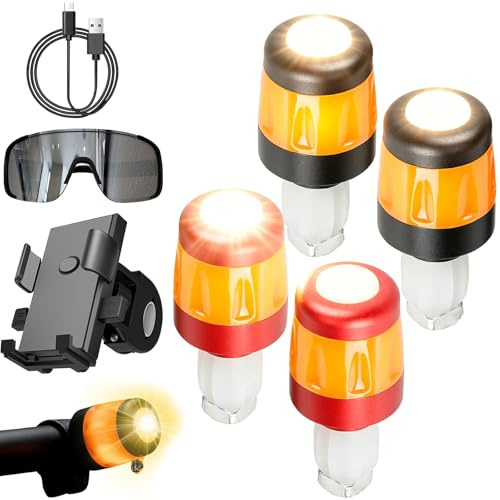 Gienslru Blinker e Scooter Nachrüsten, E Scooter Blinker Nachrüsten Set, LED Lenkerleuchte mit 17,2–22 mm Durchmesser, Escooter Blink-er Nachrüsten, e Roller Blink-er Nachrüst-en Set (A+C)