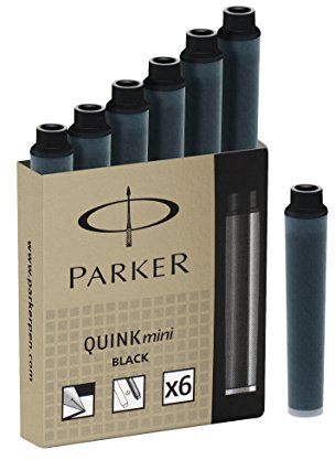 Parker Tintenpatronen für Füller | kurze Patronen | schwarze QUINK Tinte | 6 Stück