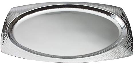 Elegance 72689 martellato piatto vassoio ovale in acciaio INOX, argento