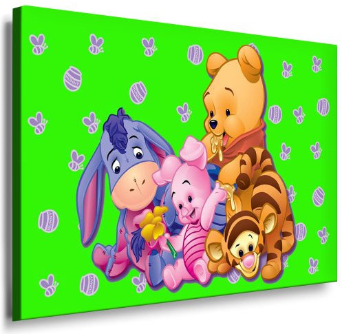 Winnie the Pooh Kinderzimmer Leinwandbild - 100x70cm k. Poster ! Bild fertig auf Keilrahmen ! Pop Art Gemälde Kunstdrucke, Wandbilder, Bilder zur Dekoration - Deko / Top 100 ! Bilder für Kinderzimmer - Babyzimmer