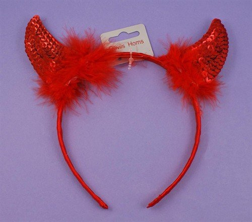 Fun pair of red sequin Devils horns on head band, Alice band , Great Hen nights, fancy dress.