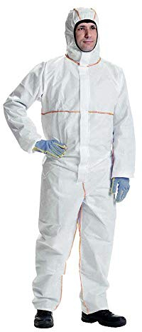 DuPont ProShield 20 SFR | Schutzanzug mit Kapuze, Kategorie III, Typ 5, 6 und EN 14116 Index 1| Weiß | Größe XL