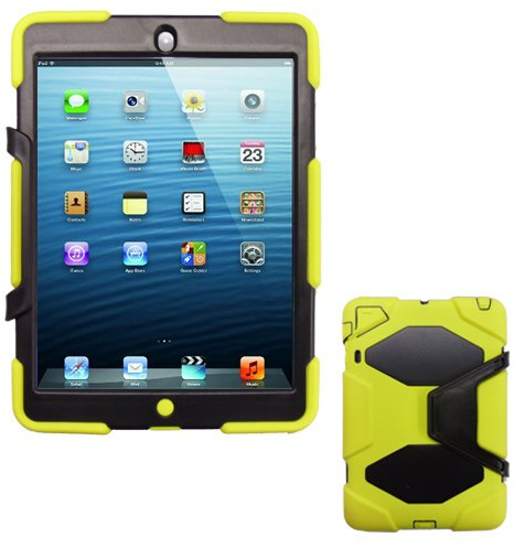 TECHGEAR G-SHOCK Case for iPad Mini 3, Mini 2, Mini 1 - Tough Rugged Heavy Duty Armour Shock Proof Long Survival Protective Case with Detachable Stand - Kids Work School Builders Case (Yellow)