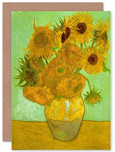 Wee Blue Coo Vincent Van Gogh Twelve Sunflowers Old Master Painting Sealed Greeting Card Plus Envelope Blank inside